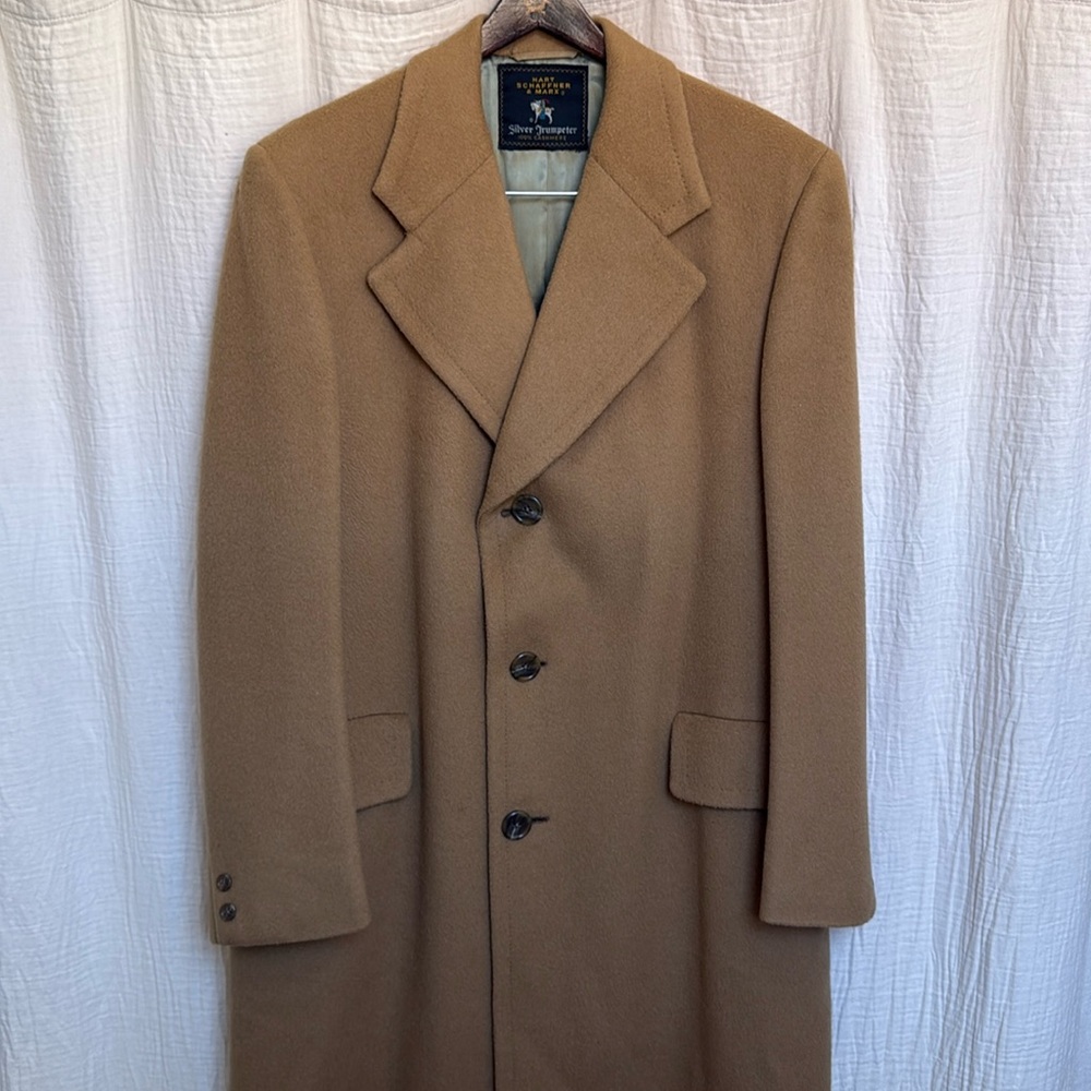 Vintage 100% Cashmere Hart Schaffner & Marx Long Coat • Camel Colored Trench